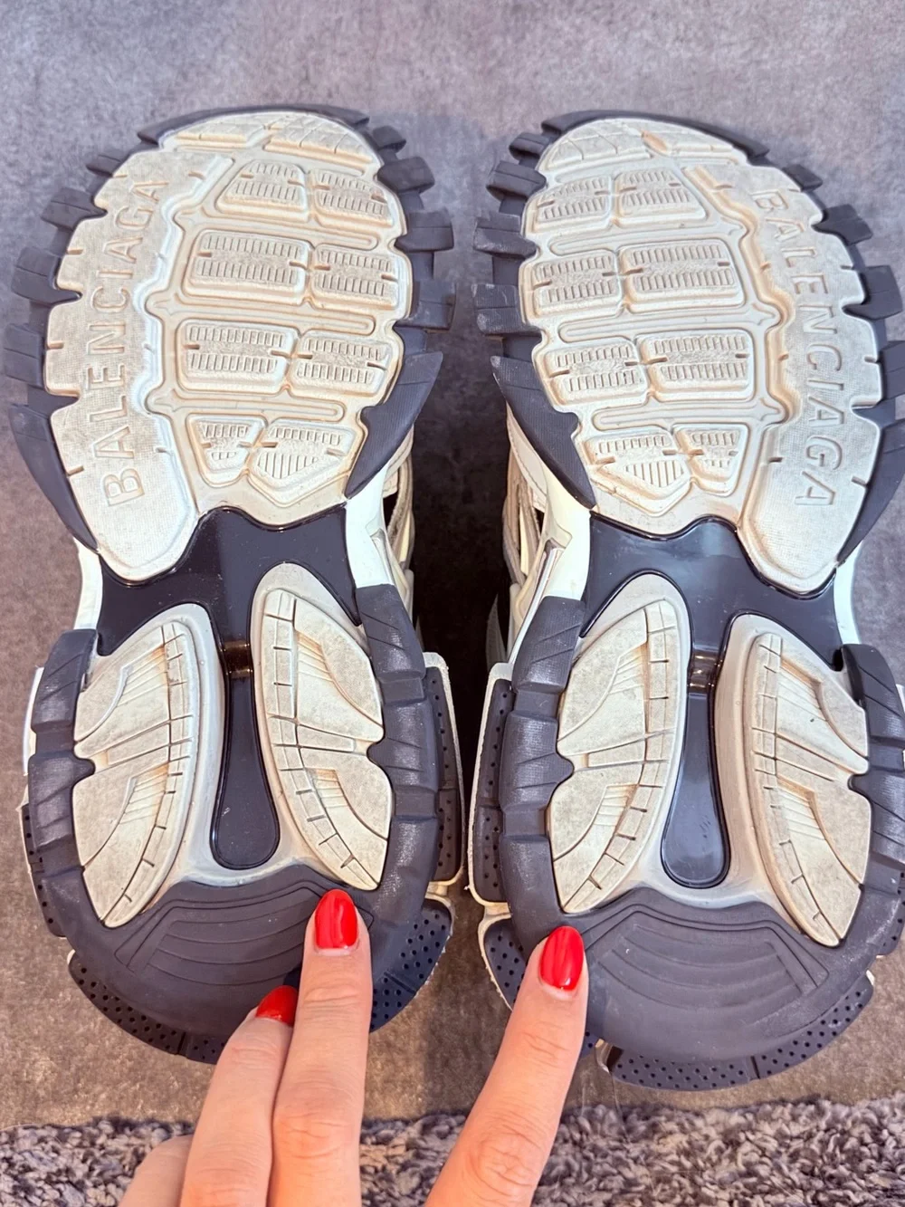 Balenciaga Men’s Runner-Style Sneakers in Cream & Black
